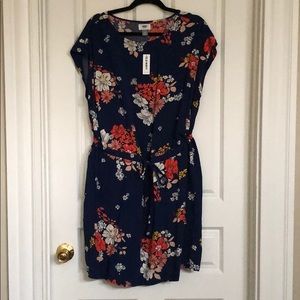 Old Navy Tie-Waist Crepe Floral Dress 1X NWT
